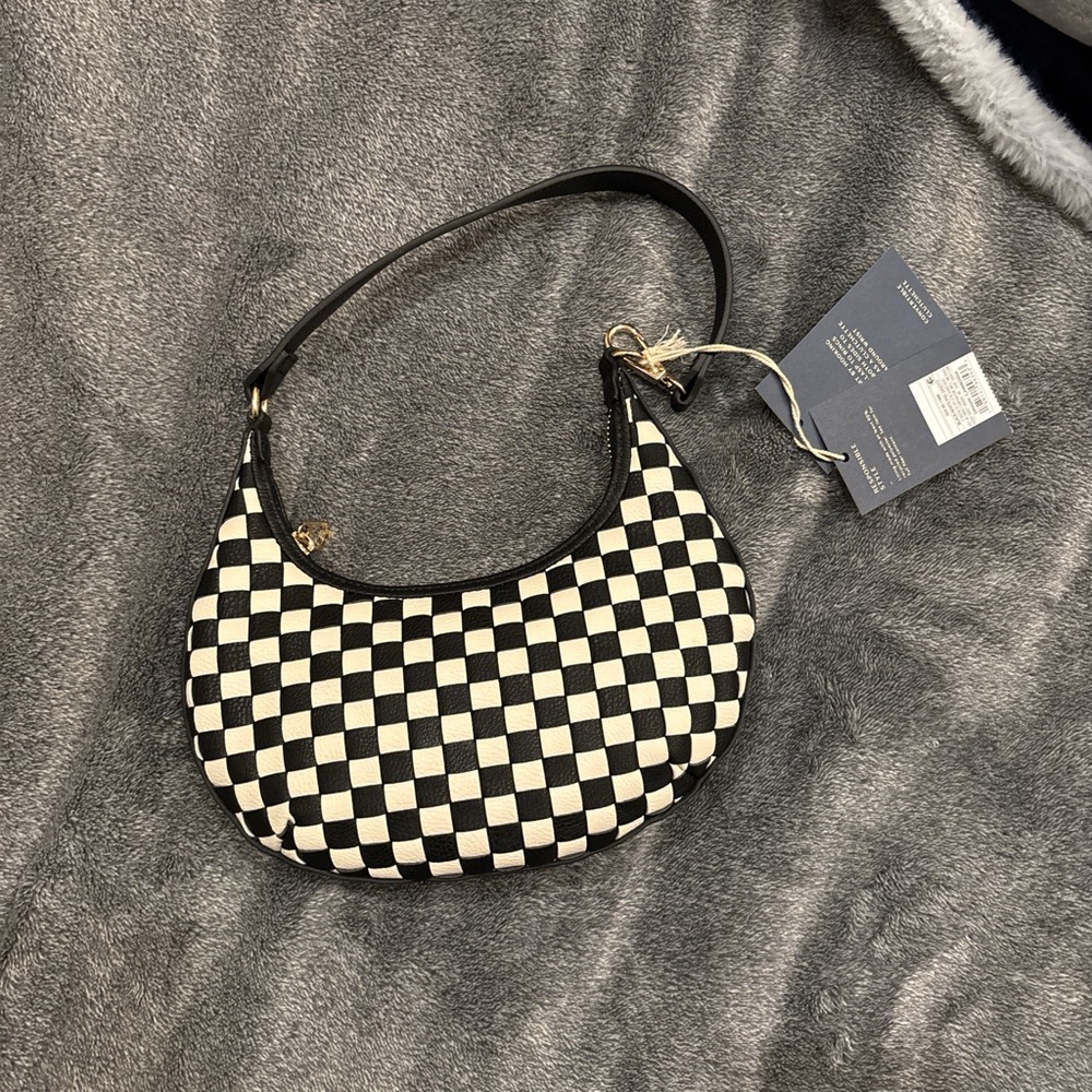Black and white checkered purse